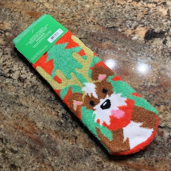 BBW Shea-Infused Lounge Socks titled: Happy Howl-Days with Buddy Dog Outfit, NWT - Picture 2 of 6